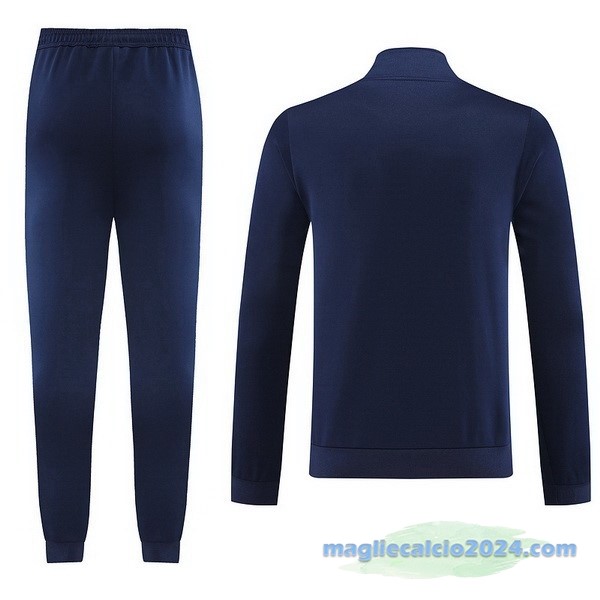 Set Completo Ropa Deportiva Con Cremallera Larga Real Madrid 2023 2024 Azul Navy Giallo Poco Prezzo