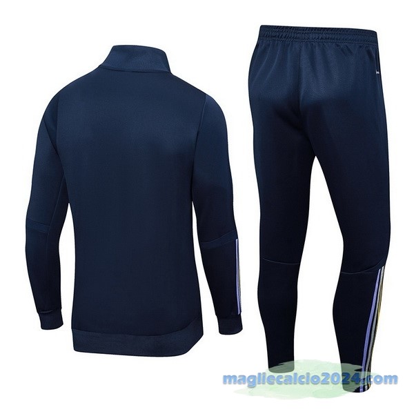 Set Completo Ropa Deportiva Con Cremallera Larga Real Madrid 2023 2024 Azul Navy I Giallo Poco Prezzo