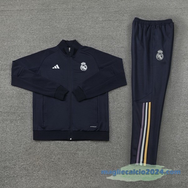 Set Completo Ropa Deportiva Con Cremallera Larga Real Madrid 2023 2024 Azul Navy Poco Prezzo