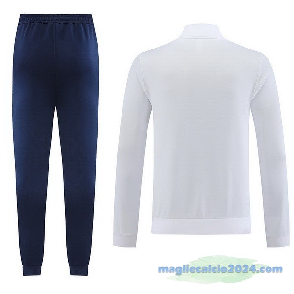 Set Completo Ropa Deportiva Con Cremallera Larga Real Madrid 2023 2024 Bianco Azul Giallo Poco Prezzo