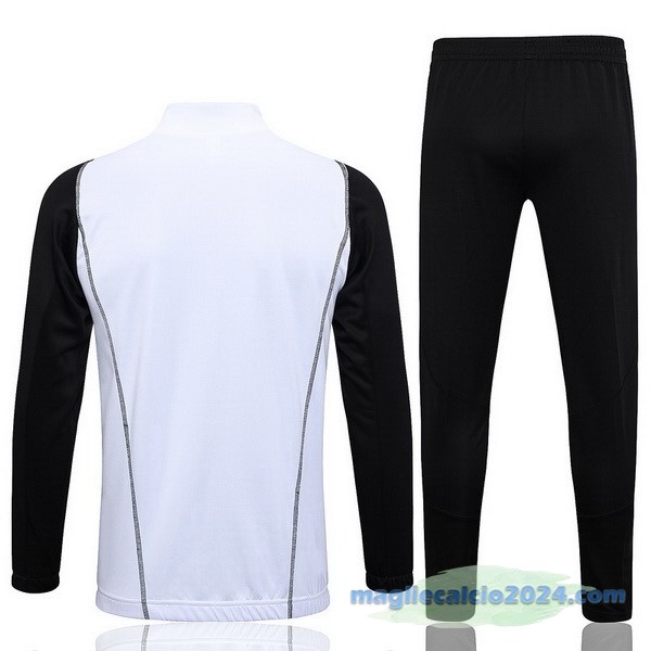 Set Completo Ropa Deportiva Con Cremallera Larga Real Madrid 2023 2024 Bianco Nero Poco Prezzo