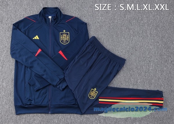 Set Completo Ropa Deportiva Con Cremallera Larga Spagna 2022 Azul I Navy Poco Prezzo