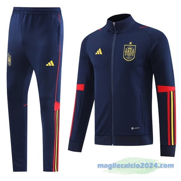 Set Completo Ropa Deportiva Con Cremallera Larga Spagna 2022 Azul Navy Poco Prezzo