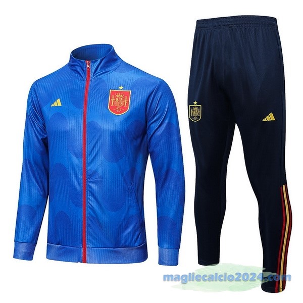 Set Completo Ropa Deportiva Con Cremallera Larga Spagna 2022 Azul Poco Prezzo