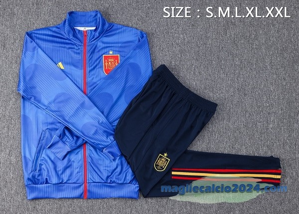 Set Completo Ropa Deportiva Con Cremallera Larga Spagna 2022 Azul Poco Prezzo