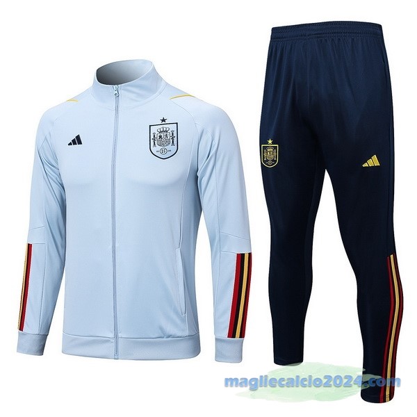Set Completo Ropa Deportiva Con Cremallera Larga Spagna 2022 Azul Rosso Poco Prezzo