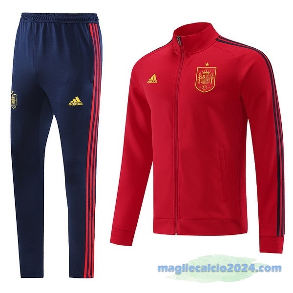 Set Completo Ropa Deportiva Con Cremallera Larga Spagna 2022 Rosso Azul Poco Prezzo