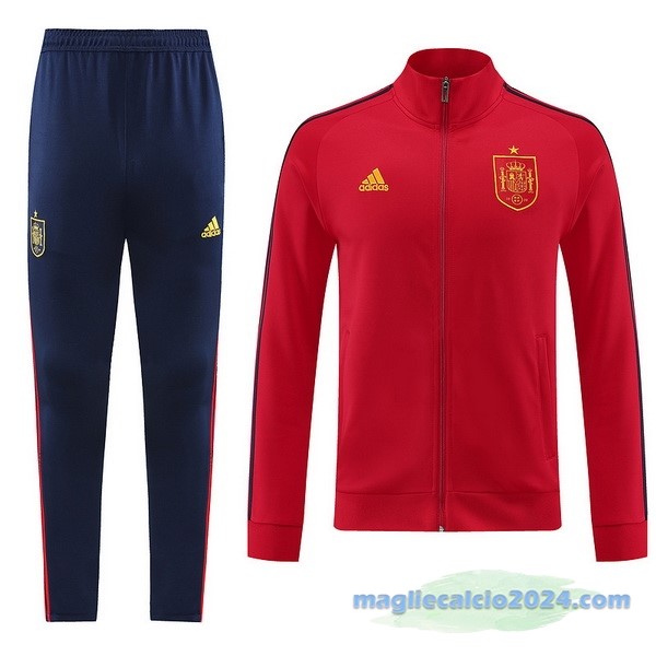 Set Completo Ropa Deportiva Con Cremallera Larga Spagna 2022 Rosso Azul Poco Prezzo