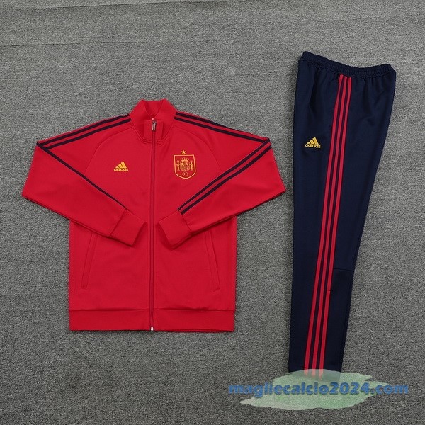 Set Completo Ropa Deportiva Con Cremallera Larga Spagna 2022 Rosso Azul Poco Prezzo