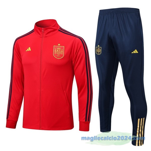 Set Completo Ropa Deportiva Con Cremallera Larga Spagna 2022 Rosso I Azul Poco Prezzo