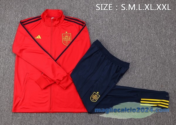 Set Completo Ropa Deportiva Con Cremallera Larga Spagna 2022 Rosso I Azul Poco Prezzo