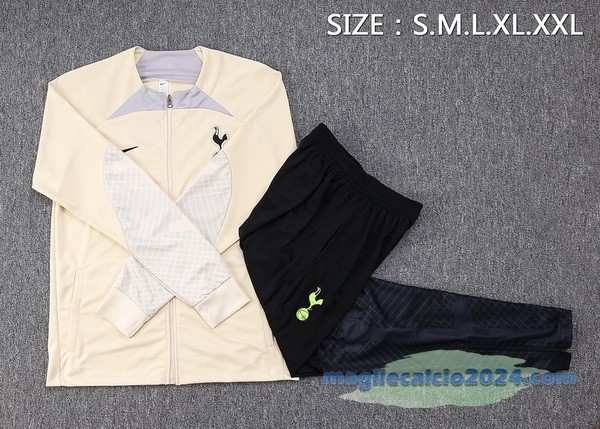 Set Completo Ropa Deportiva Con Cremallera Larga Tottenham Hotspur 2022 2023 Bianco Giallo Nero Poco Prezzo