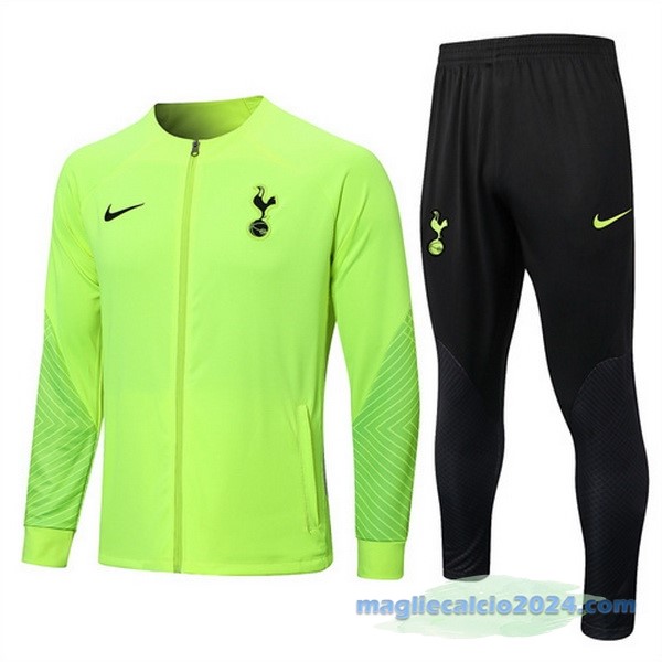 Set Completo Ropa Deportiva Con Cremallera Larga Tottenham Hotspur 2022 2023 Verde Nero Poco Prezzo