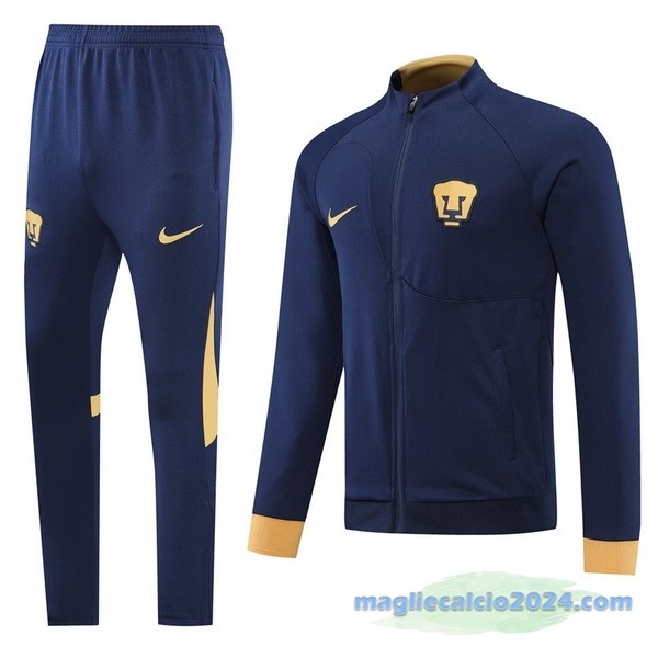 Set Completo Ropa Deportiva Con Cremallera Larga UNAM Pumas 2022 2023 Azul Navy Giallo Poco Prezzo