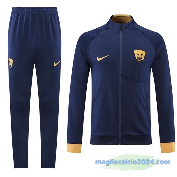 Set Completo Ropa Deportiva Con Cremallera Larga UNAM Pumas 2022 2023 Azul Navy Giallo Poco Prezzo
