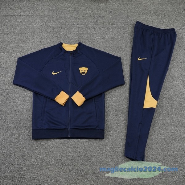 Set Completo Ropa Deportiva Con Cremallera Larga UNAM Pumas 2022 2023 Azul Navy Giallo Poco Prezzo