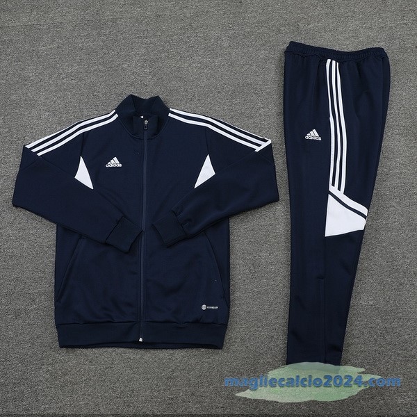 Set Completo Ropa Deportiva Con Cremallera Larga adidas 2022 2023 Azul Navy Bianco Poco Prezzo