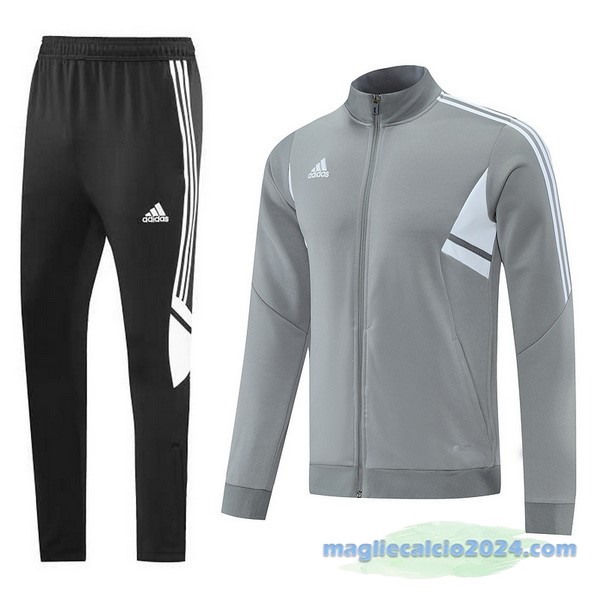 Set Completo Ropa Deportiva Con Cremallera Larga adidas 2022 2023 Grigio Nero Poco Prezzo