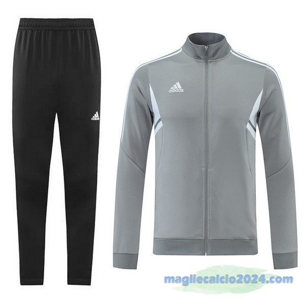 Set Completo Ropa Deportiva Con Cremallera Larga adidas 2022 2023 Grigio Nero Poco Prezzo
