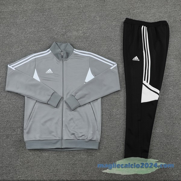 Set Completo Ropa Deportiva Con Cremallera Larga adidas 2022 2023 Grigio Nero Poco Prezzo