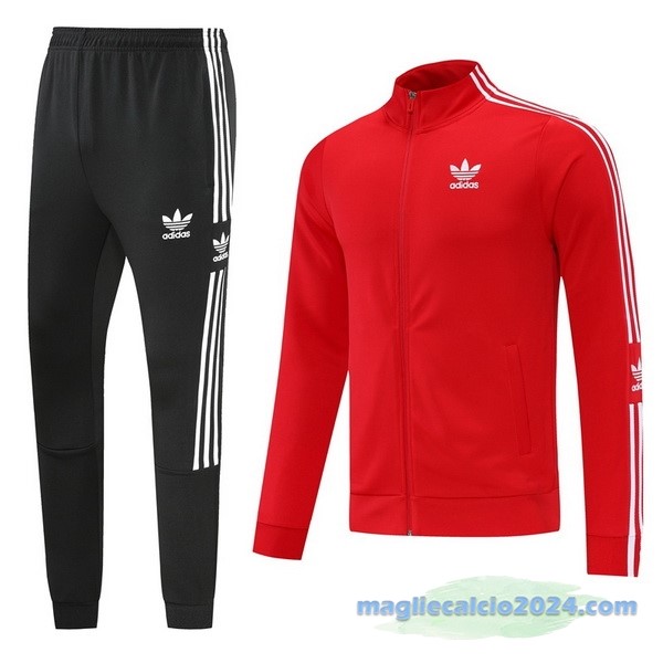 Set Completo Ropa Deportiva Con Cremallera Larga adidas 2022 2023 Rosso Nero Poco Prezzo