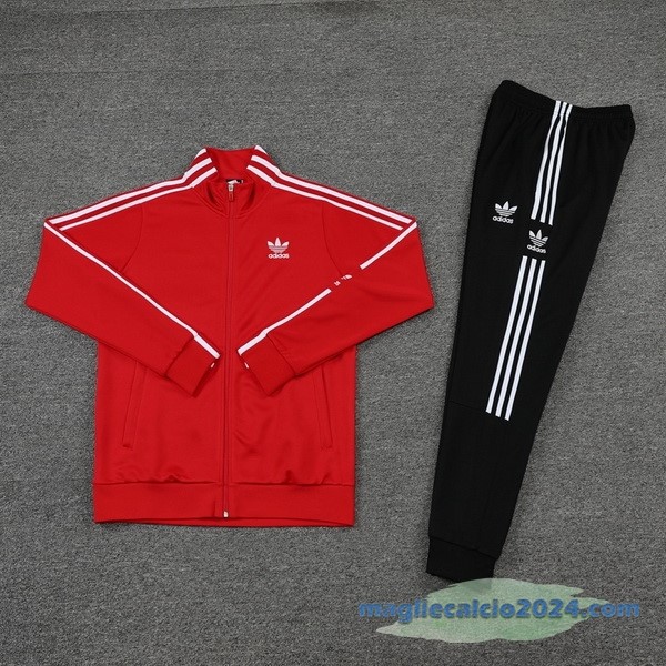 Set Completo Ropa Deportiva Con Cremallera Larga adidas 2022 2023 Rosso Nero Poco Prezzo