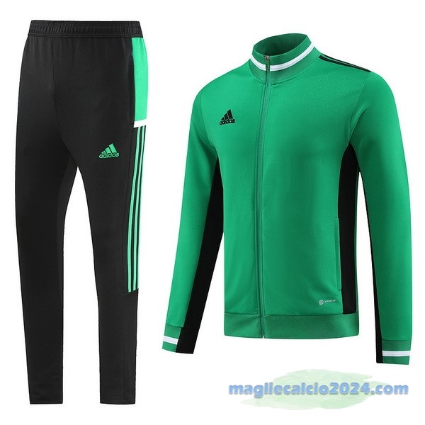Set Completo Ropa Deportiva Con Cremallera Larga adidas 2023 Nero Verde Poco Prezzo