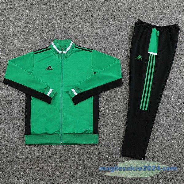 Set Completo Ropa Deportiva Con Cremallera Larga adidas 2023 Nero Verde Poco Prezzo