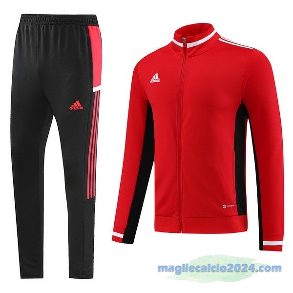 Set Completo Ropa Deportiva Con Cremallera Larga adidas 2023 Rosso Nero Poco Prezzo