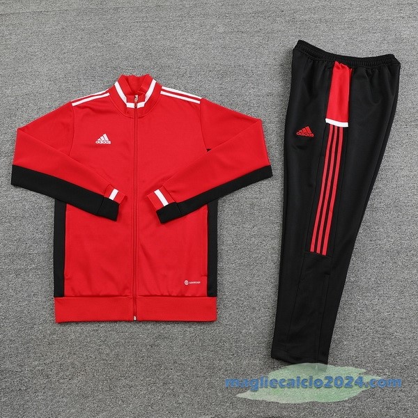 Set Completo Ropa Deportiva Con Cremallera Larga adidas 2023 Rosso Nero Poco Prezzo