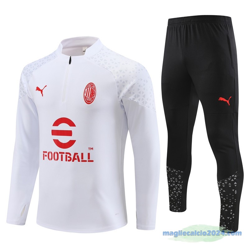 Set Completo Sudadera Formazione AC Milan 2023 2024 Bianco Nero Rosso Poco Prezzo