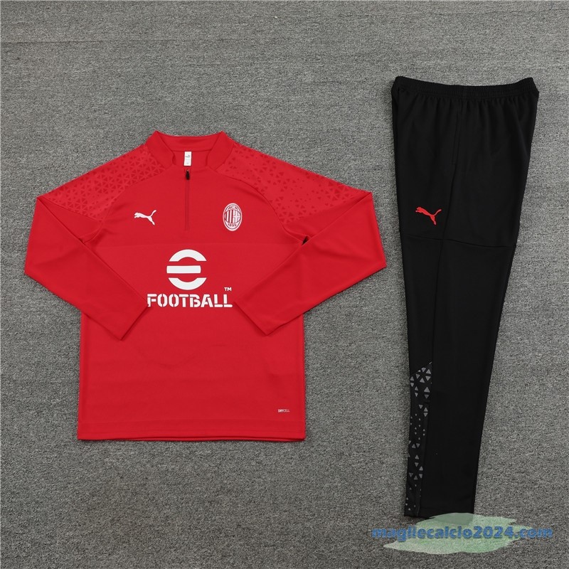 Set Completo Sudadera Formazione AC Milan 2023 2024 Rosso I Nero Poco Prezzo
