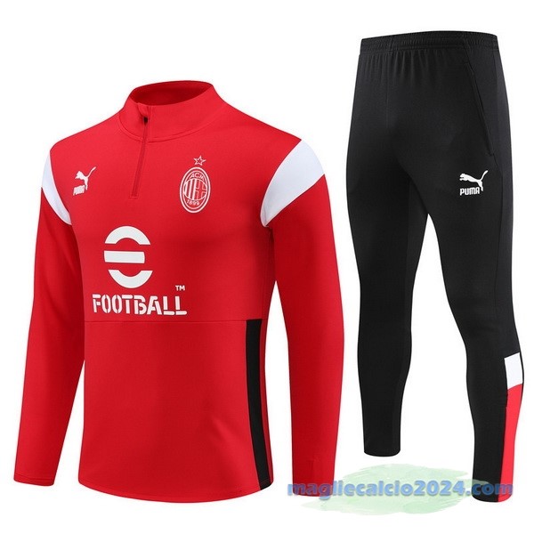 Set Completo Sudadera Formazione AC Milan 2023 2024 Rosso Nero Poco Prezzo
