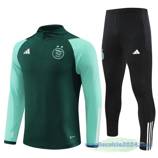 Set Completo Sudadera Formazione Algeria 2023 Verde Nero Poco Prezzo