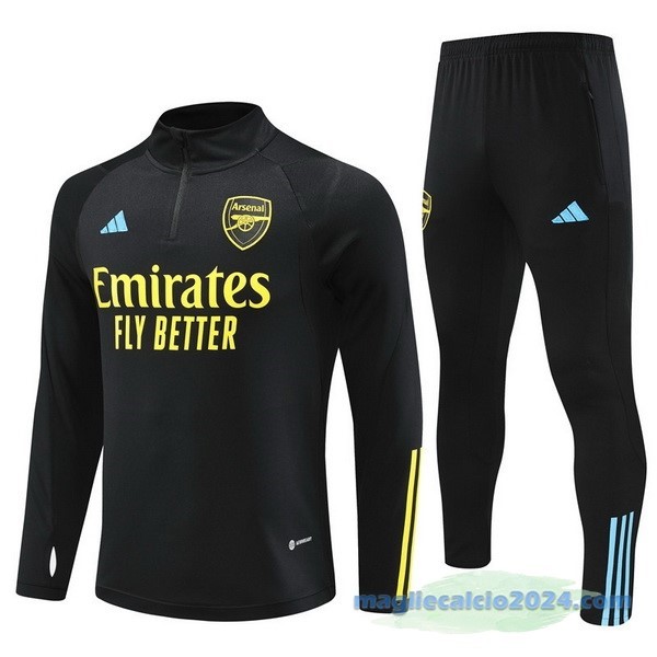 Set Completo Sudadera Formazione Arsenal 2023 2024 Nero Giallo Poco Prezzo