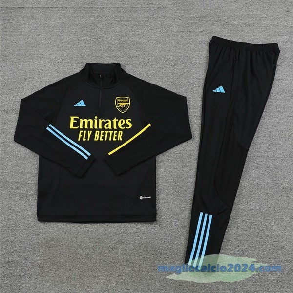 Set Completo Sudadera Formazione Arsenal 2023 2024 Nero Giallo Poco Prezzo