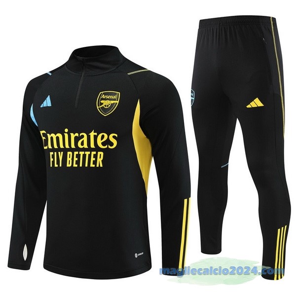 Set Completo Sudadera Formazione Arsenal 2023 2024 Nero III Giallo Poco Prezzo