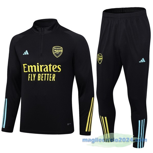 Set Completo Sudadera Formazione Arsenal 2023 2024 Nero II Giallo Poco Prezzo