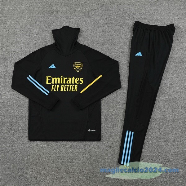 Set Completo Sudadera Formazione Arsenal 2023 2024 Nero I Giallo Poco Prezzo