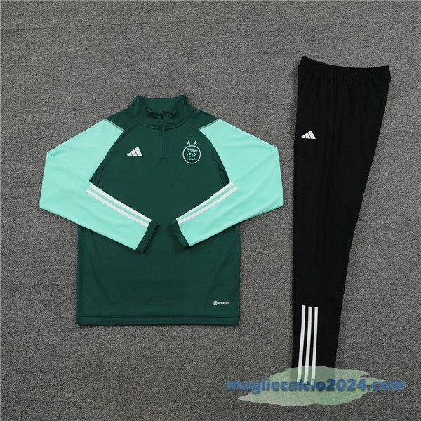 Set Completo Sudadera Formazione Bambino Algeria 2023 Verde Nero Poco Prezzo