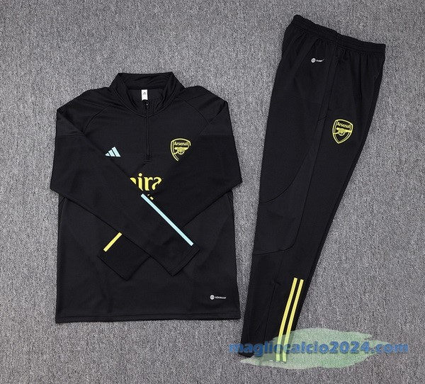 Set Completo Sudadera Formazione Bambino Arsenal 2023 2024 Nero II Giallo Poco Prezzo