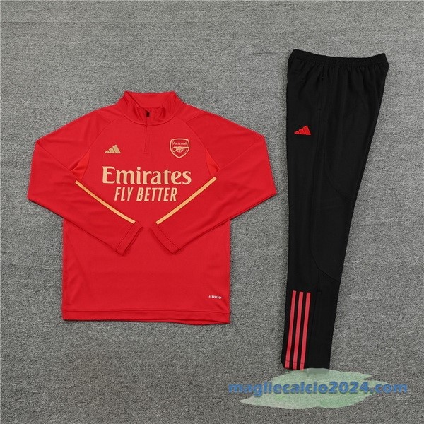 Set Completo Sudadera Formazione Bambino Arsenal 2023 2024 Rosso Nero Poco Prezzo