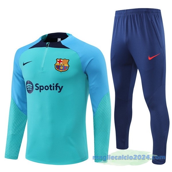 Set Completo Sudadera Formazione Bambino Barcelona 2022 2023 Azul II Verde Poco Prezzo