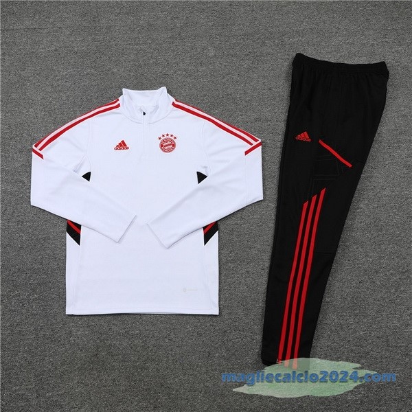 Set Completo Sudadera Formazione Bambino Bayern Múnich 2022 2023 Bianco Nero Rosso Poco Prezzo