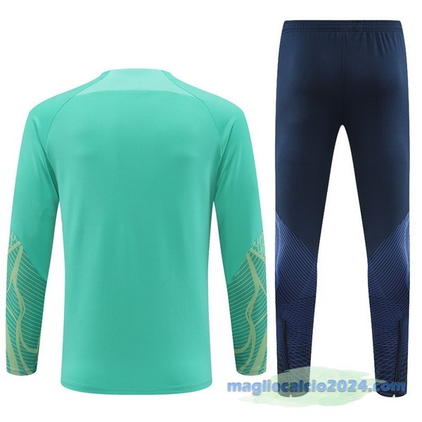 Set Completo Sudadera Formazione Bambino Brasile 2022 Verde Azul Poco Prezzo