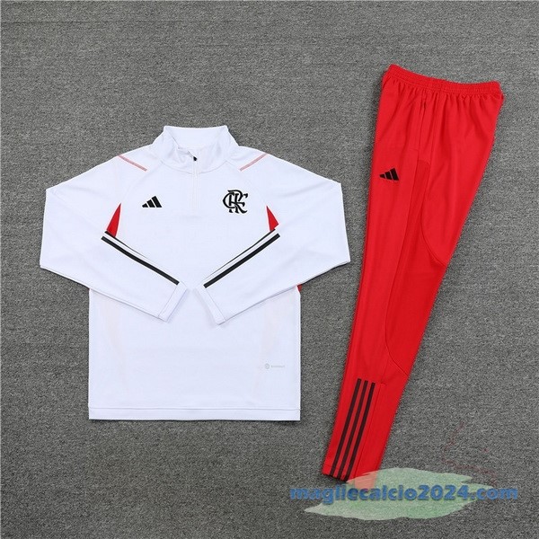 Set Completo Sudadera Formazione Bambino Flamengo 2023 2024 Bianco I Rosso Poco Prezzo