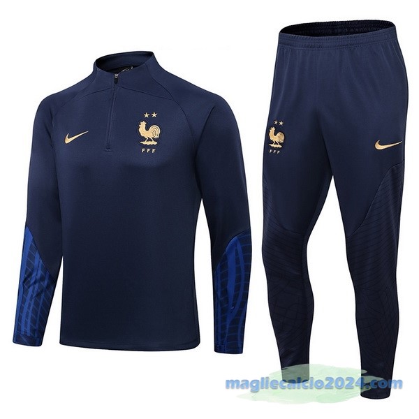 Set Completo Sudadera Formazione Bambino Francia 2022 Azul III Navy Poco Prezzo