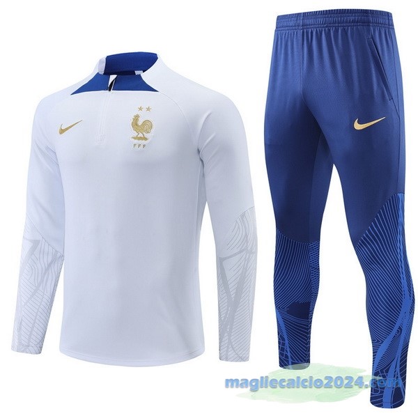 Set Completo Sudadera Formazione Bambino Francia 2022 Bianco II Azul Poco Prezzo