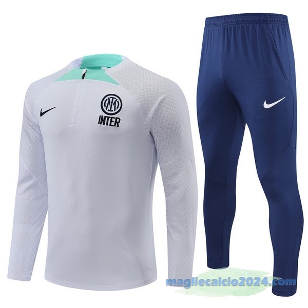 Set Completo Sudadera Formazione Bambino Giocatori Inter Milán 2022 2023 Bianco Azul Poco Prezzo