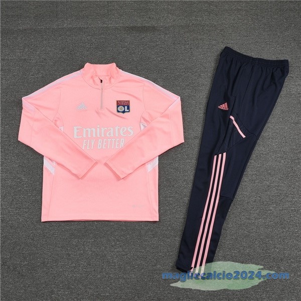 Set Completo Sudadera Formazione Bambino Lyon 2022 2023 Rosa Nero Poco Prezzo